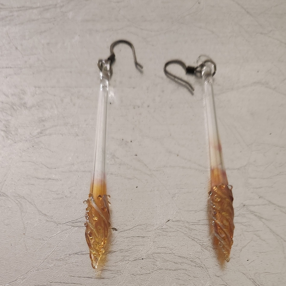 Hand-blown glass drop earrings